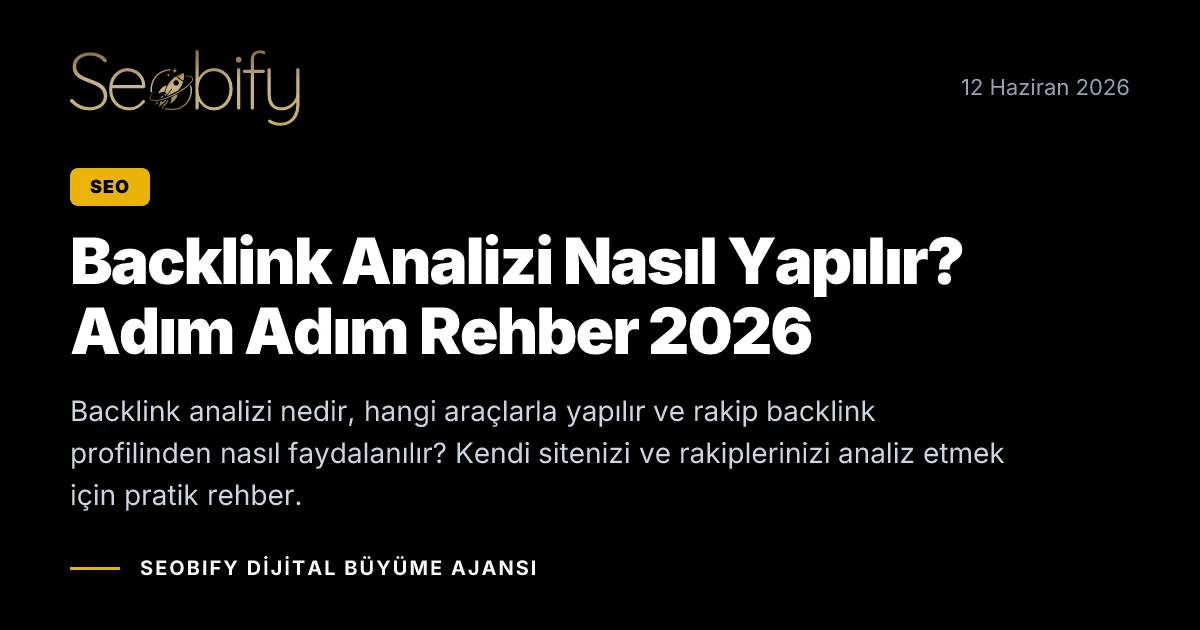 Backlink analizi sürecini gösteren, link profili ve domain otorite metriklerini anlatan SEO illüstrasyonu