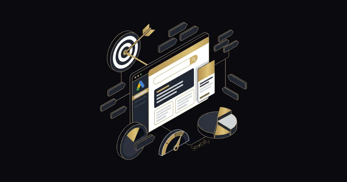 Google Ads reklam yönetimi sürecini gösteren, anahtar kelime hedefleme ve bütçe optimizasyonu illüstrasyonu