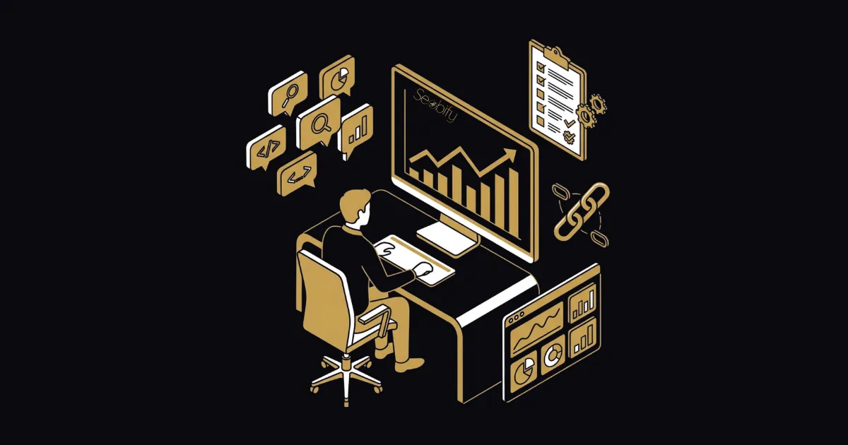 SEO danışmanlığı sürecini gösteren, organik trafik artışı ve anahtar kelime analizi illüstrasyonu