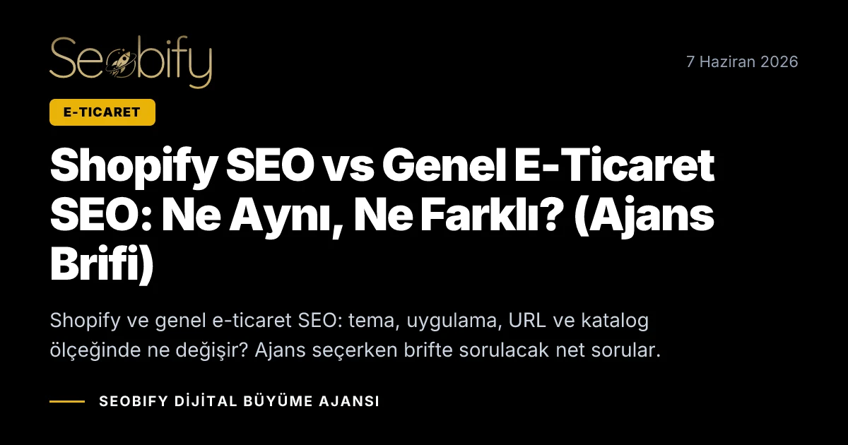 Shopify ve genel e-ticaret SEO karşılaştırması temalı blog kapak görseli