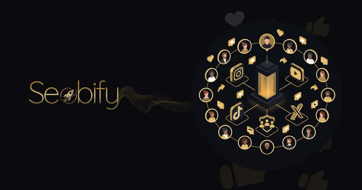 Sosyal medya yönetimi sürecini gösteren, farklı platformlar ve topluluk etkileşimi illüstrasyonu