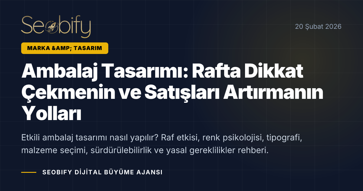 Ambalaj tasarım sürecini gösteren, farklı ürün ambalajları ve raf görünümü illüstrasyonu