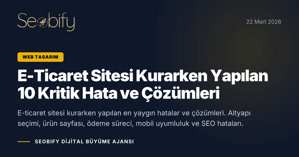 E-ticaret sitesi kurulum sürecinde yapılan hataları gösteren, alışveriş sepeti ve kullanıcı deneyimi illüstrasyonu