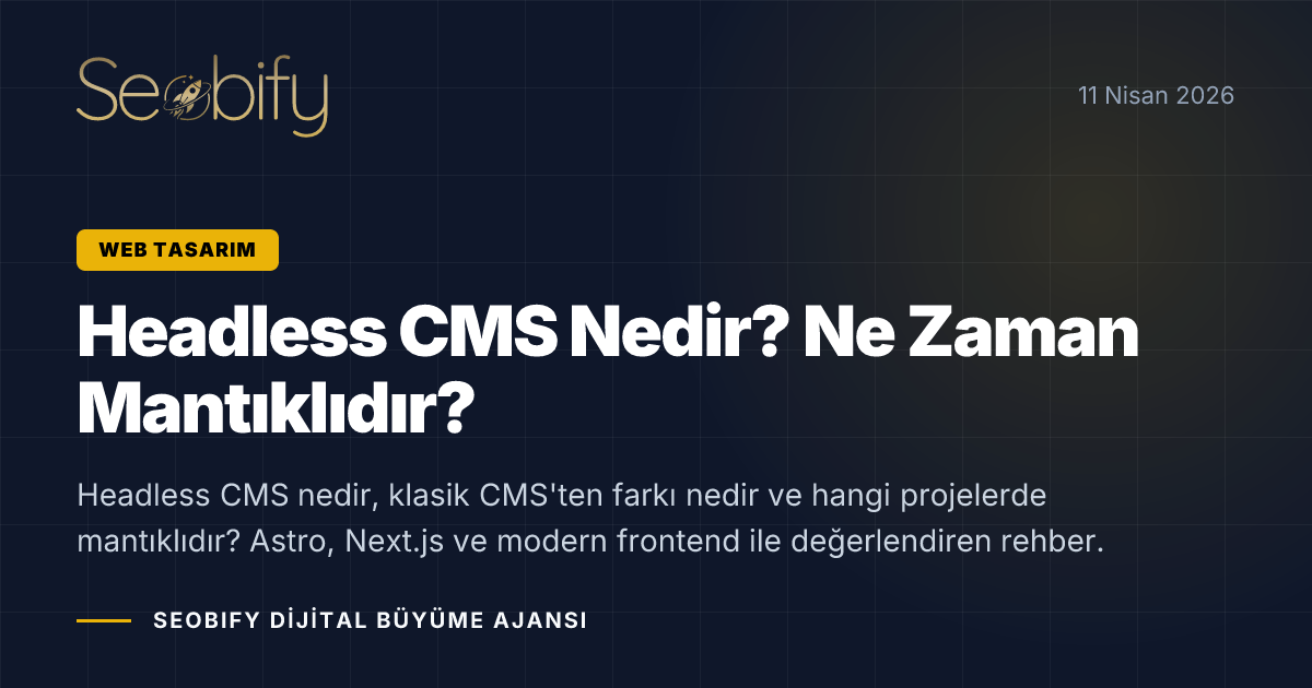 Headless CMS yapısı ile içerik paneli ve modern frontend bağlantısını gösteren altın tonlu blog kapak görseli