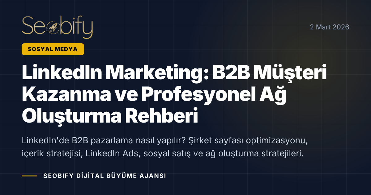 LinkedIn B2B pazarlama stratejisini gösteren, profesyonel ağ ve iş geliştirme illüstrasyonu