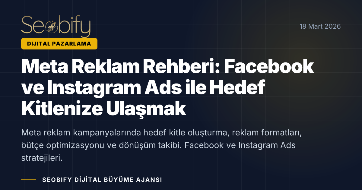 Meta reklam yönetimi sürecini gösteren, Facebook ve Instagram Ads hedefleme ve kreatif strateji illüstrasyonu