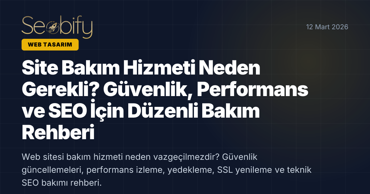 Web sitesi bakım sürecini gösteren, güvenlik, performans ve yedekleme adımları illüstrasyonu