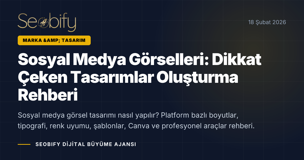 Sosyal medya görsel tasarım sürecini gösteren, farklı platformlar için örnek görseller illüstrasyonu