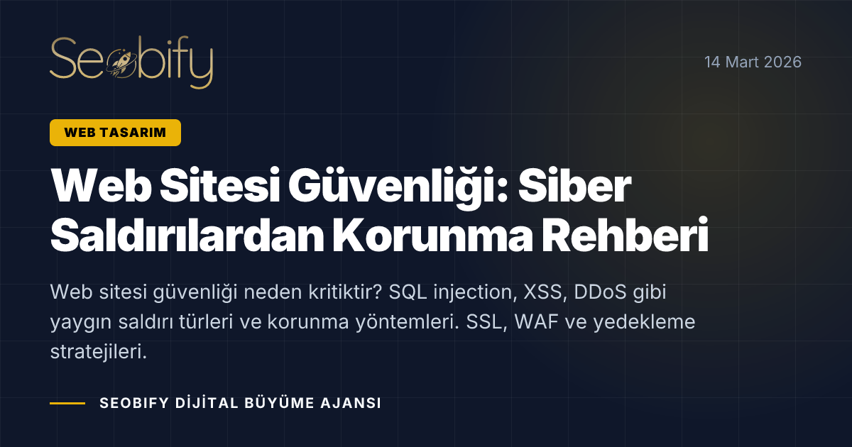 Web sitesi güvenliği sürecini gösteren, siber saldırı türleri ve koruma kalkanı illüstrasyonu
